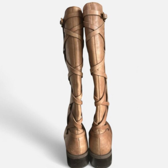 BCBG Generation Soft Leather Brown Janiss Knee High Riding Boots Size 7.5 - Picture 3 of 5